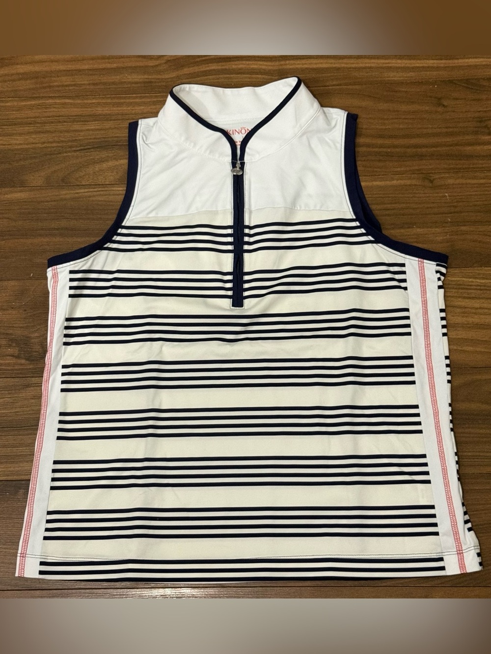 Kinona White Black Striped Golf Tank Top Size Large